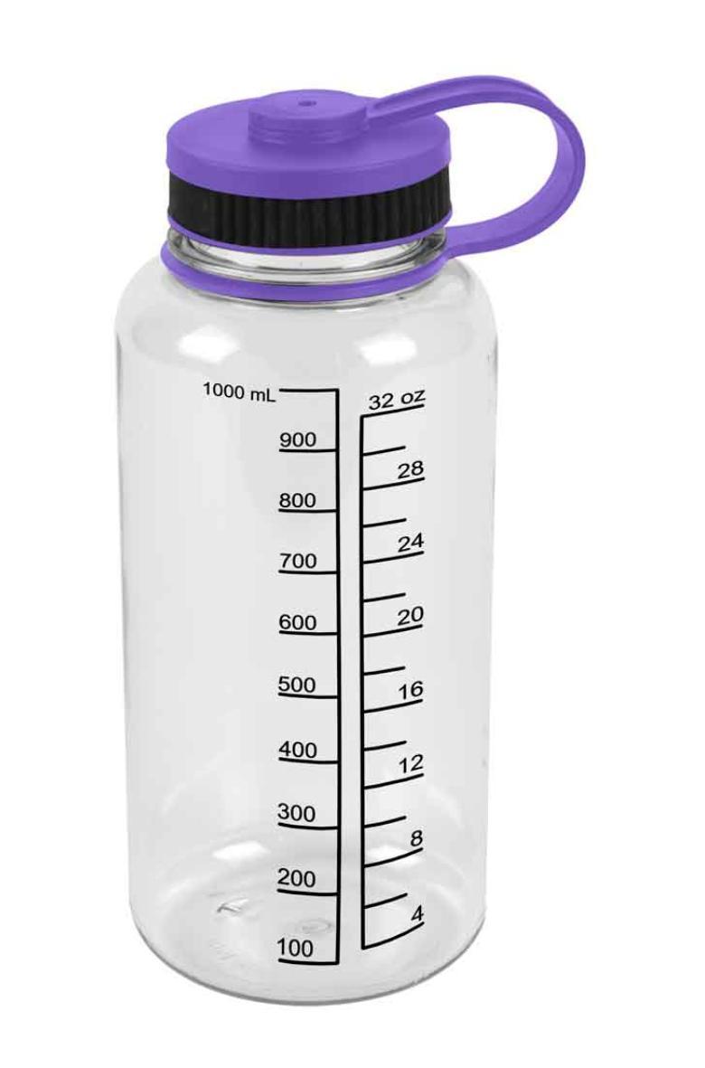 Water Drink Bottle Measurements Measure Mix Smoothies Shaker Fitness Sports 32oz-Black/Clear-