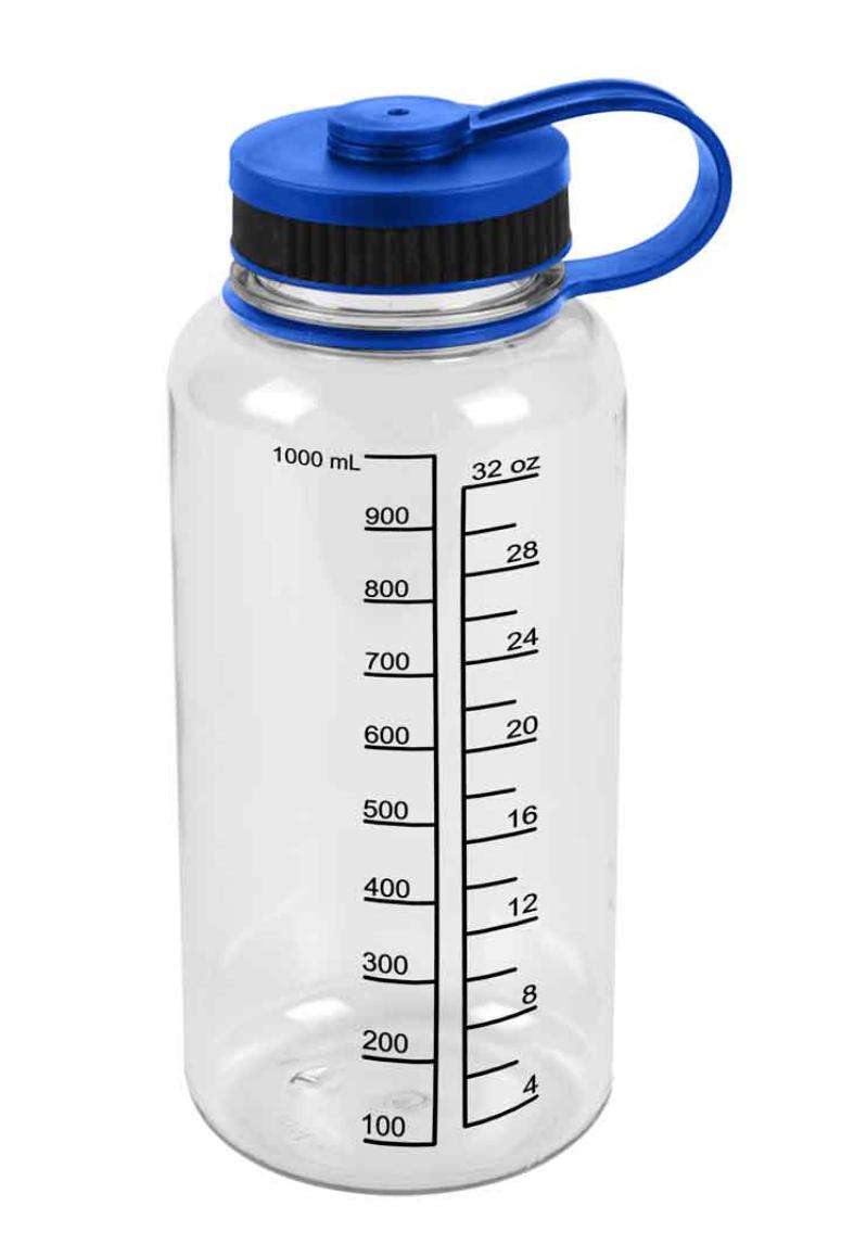 Water Drink Bottle Measurements Measure Mix Smoothies Shaker Fitness Sports 32oz-Black/Clear-