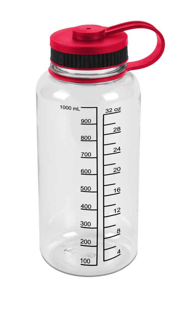 Water Drink Bottle Measurements Measure Mix Smoothies Shaker Fitness Sports 32oz-Red/Clear-