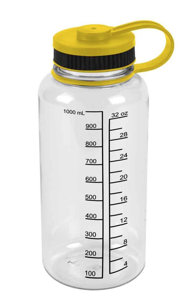 Water Drink Bottle Measurements Measure Mix Smoothies Shaker Fitness Sports 32oz-Yellow/Clear-