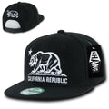 Whang California Cali Republic Bear Flat Bill Retro 3D Snapback Caps Hats Unisex-Black 2-