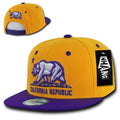 Whang California Cali Republic Bear Flat Bill Retro 3D Snapback Caps Hats Unisex-Gold / Purple-