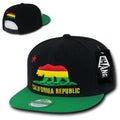 Whang California Cali Republic Bear Flat Bill Retro 3D Snapback Caps Hats Unisex-Rasta 2-