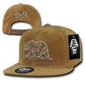 Whang California Corduroy Republic Monster Bear 6 Panel Snapback Caps Hats-Coyote-