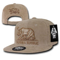 Whang California Corduroy Republic Monster Bear 6 Panel Snapback Caps Hats-Khaki-
