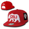 Whang California Republic Bear Gomdori Flat Bill Snapback Hats Caps-Red-