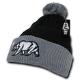 Whang California Republic Cali Bear Cuff Pom Rasta Warm Winter Beanies Hats Caps-Black / Heather Gray-
