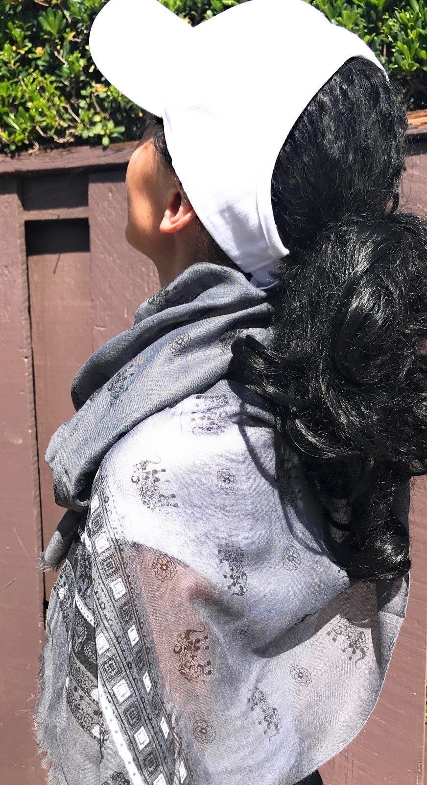 Casaba Women's Scarf Scarves Elephant Designs Indian Style-White-
