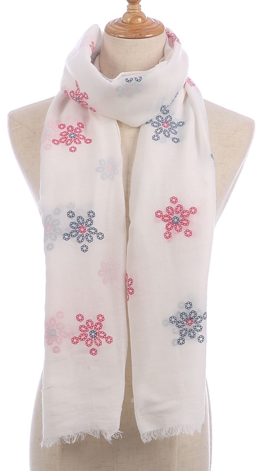 Casaba Women's Scarf Scarves Floral Soft Light Sheer-Pink-
