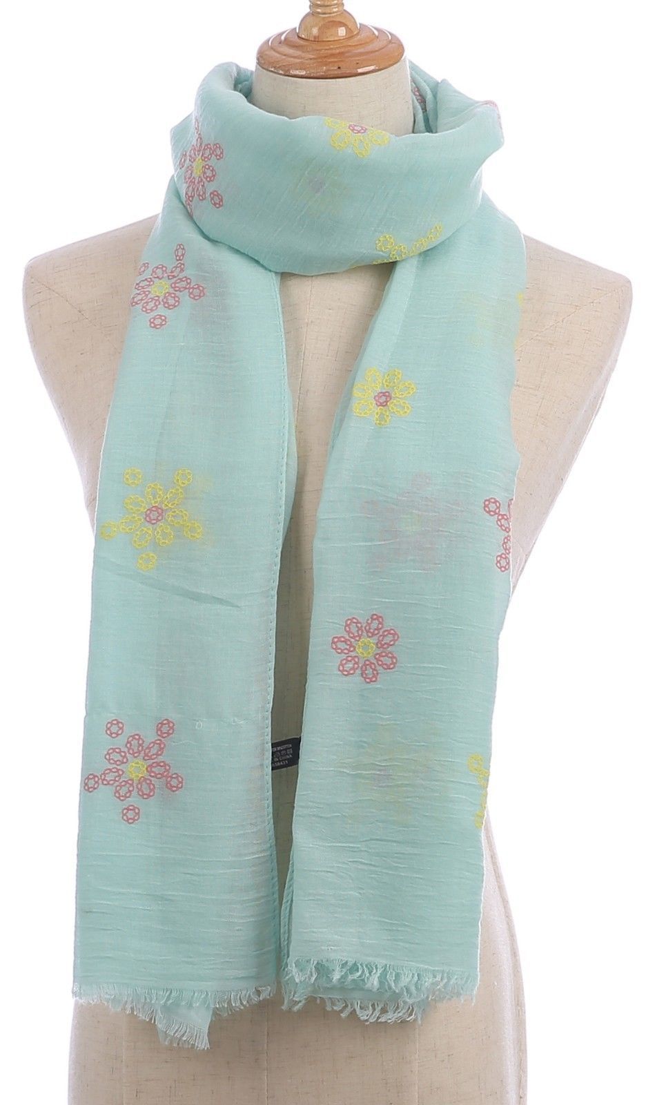 Casaba Women's Scarf Scarves Floral Soft Light Sheer-Pink-