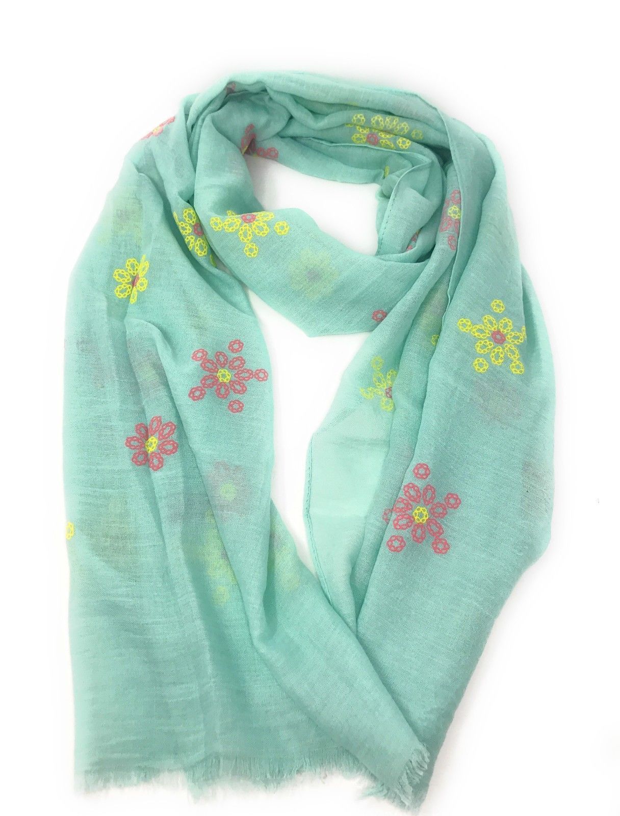 Casaba Women's Scarf Scarves Floral Soft Light Sheer-Pink-