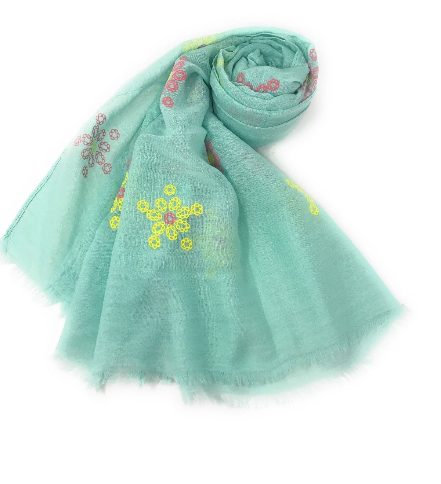 Casaba Women's Scarf Scarves Floral Soft Light Sheer-Pink-