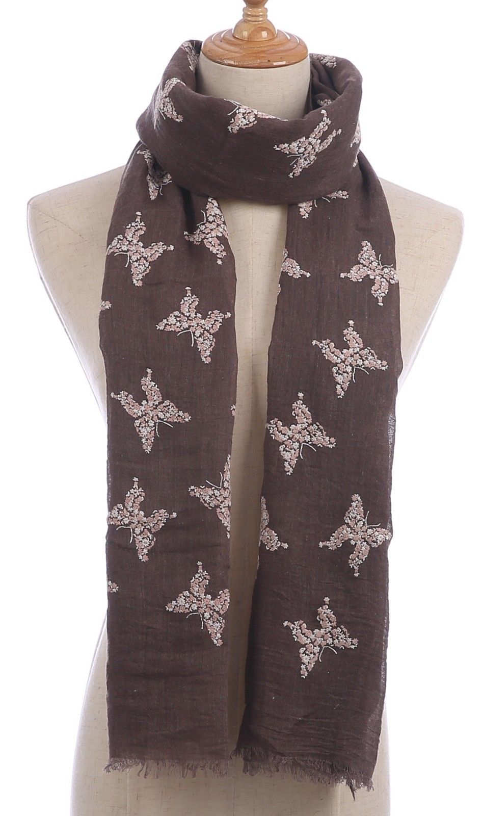 Casaba Women's Scarf Scarves Floral Soft Light Sheer-Pink-