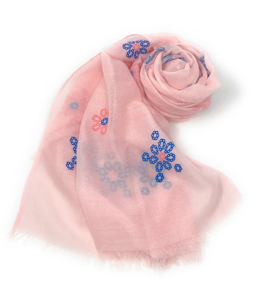 Casaba Women's Scarf Scarves Floral Soft Light Sheer-Pink-
