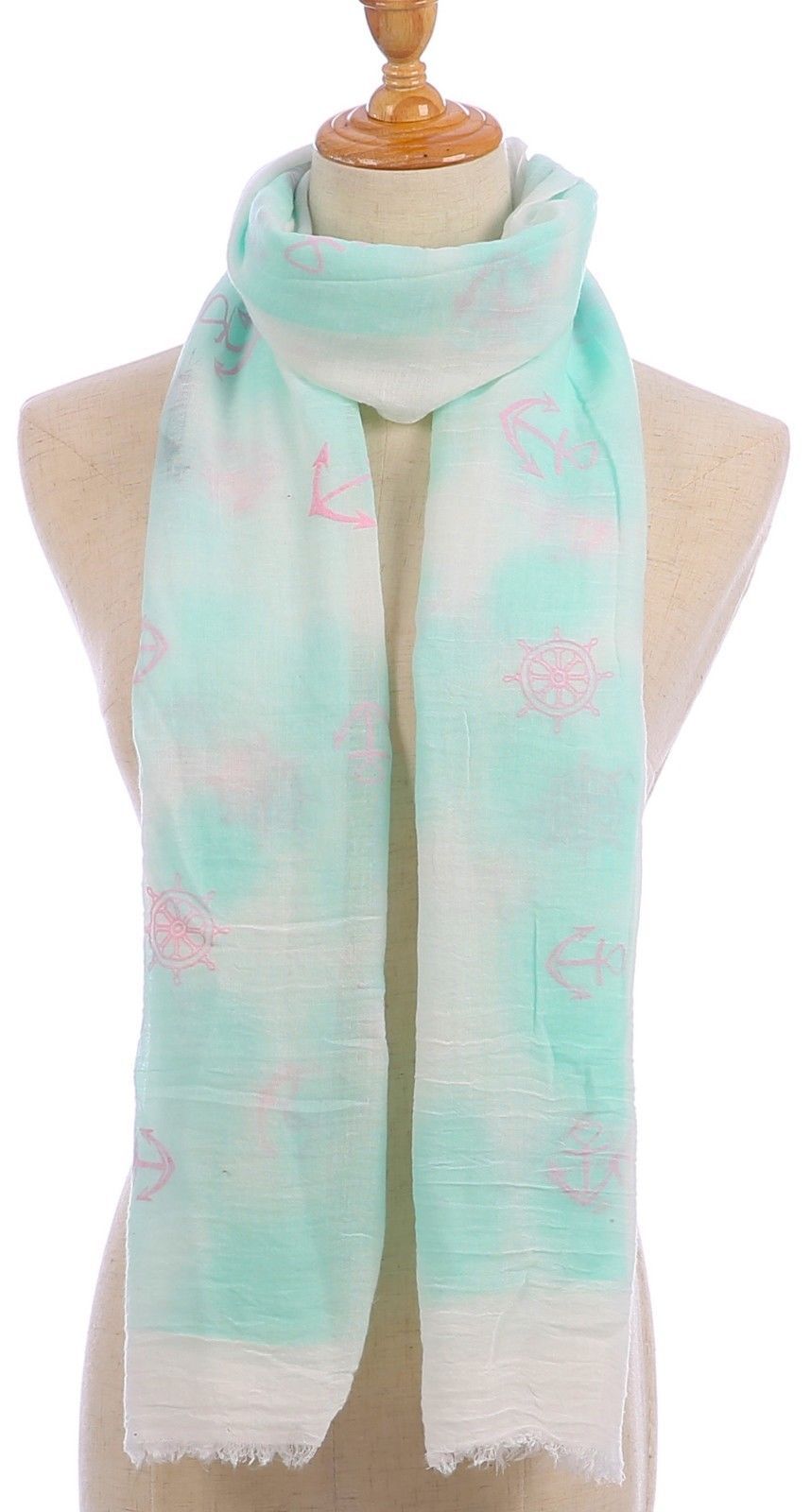 Casaba Women's Scarf Scarves Sailing Anchor Sea Nautical Wheel Soft Sheer-Aqua-