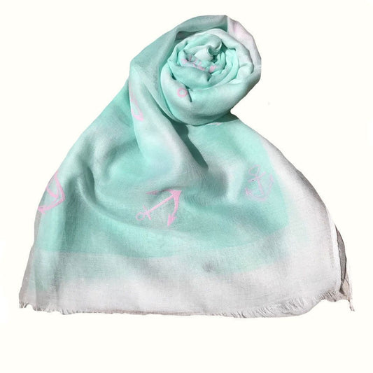 Casaba Women's Scarf Scarves Sailing Anchor Sea Nautical Wheel Soft Sheer-Pink-