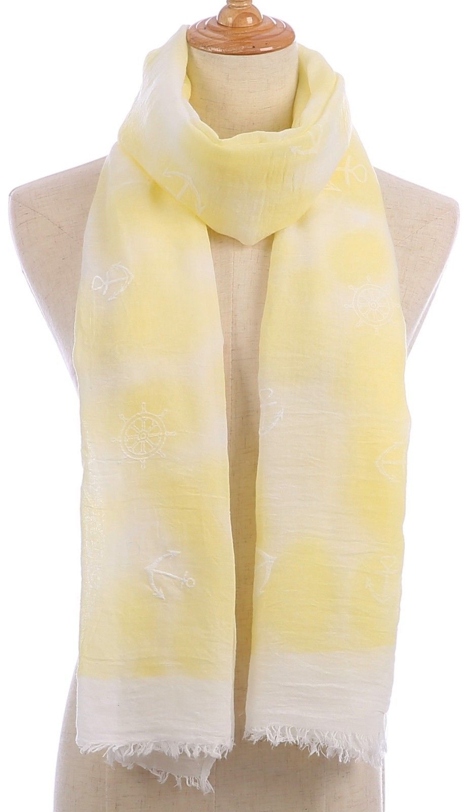 Casaba Women's Scarf Scarves Sailing Anchor Sea Nautical Wheel Soft Sheer-Yellow-