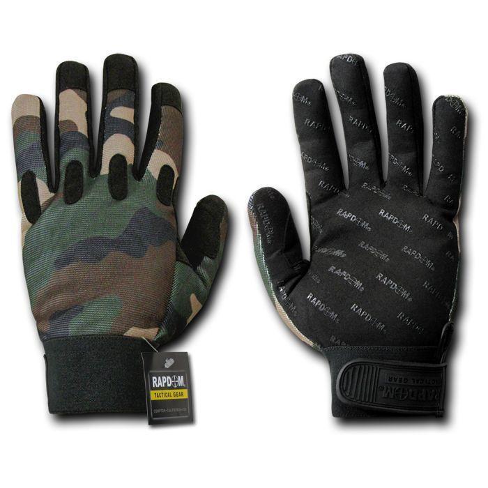Woodland Forest Camo Camouflage Tactical Hunting Gloves-Small-