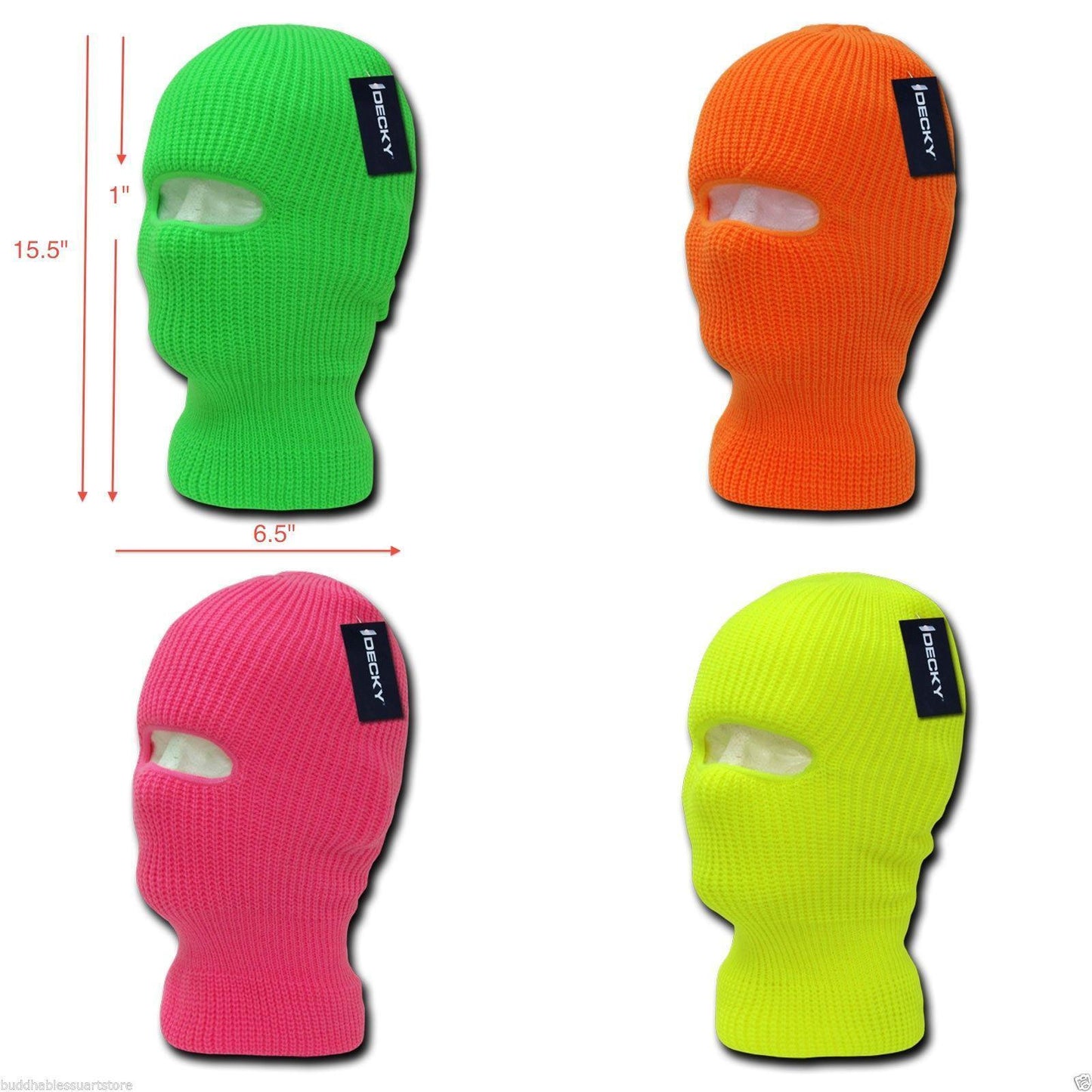 Youth Kids Girls Boys Balaclava Beanies Neon Fluorescent Ski Eye Hole Face Mask-Neon Green-