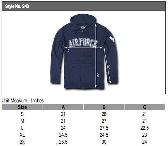 Zip Fleece Hoodie Sweatshirt Military Navy Air Force Army Coast Guard Marines-Army - Black-Regular-Small