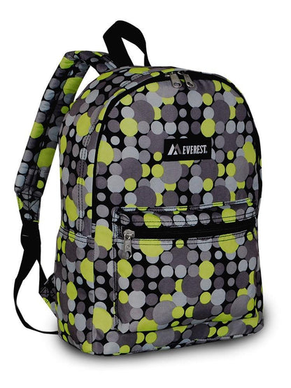 Everest Backpack Book Bag - Back to School Basics - Fun Patterns & Prints-Yellow/Gray Dot-