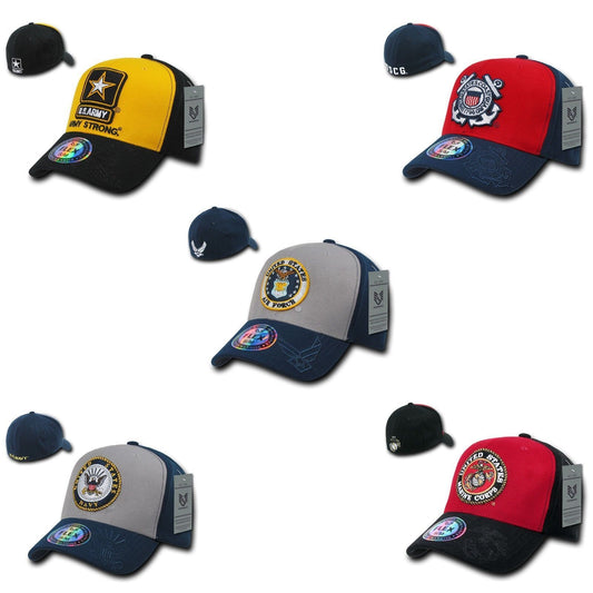 1 Dozen Air Force Marines Navy Army Coast Guard Flex Fit Baseball Hats Caps Wholesale Lots-