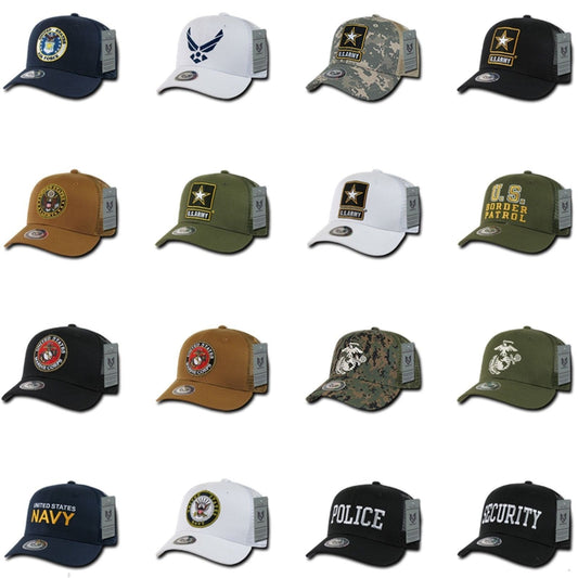 1 Dozen Army Air Force Navy Marines Police Security Trucker Hats Caps Wholesale Lots-
