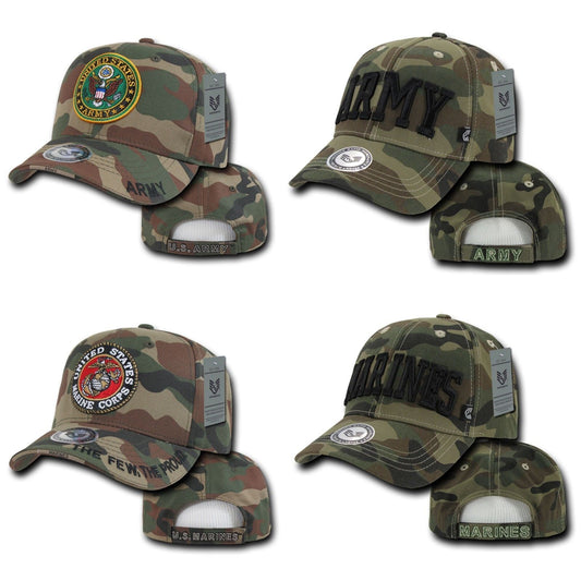 1 Dozen Army Marines Camouflage Military Baseball Caps Hats Wholesale Lots-Woodland - Marines-