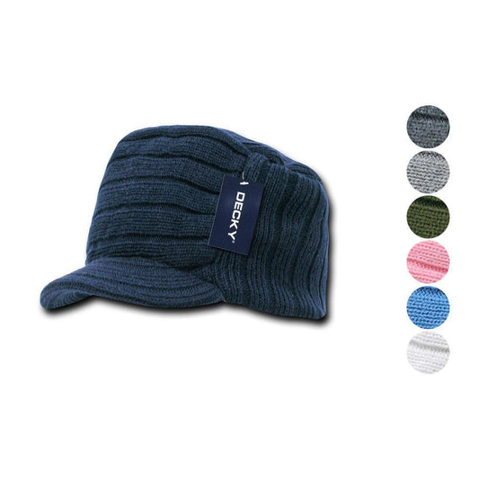 1 Dozen Beanies Knitted Flat Top Warm Ribbed Ski Gi Cap Wholesale Lots-