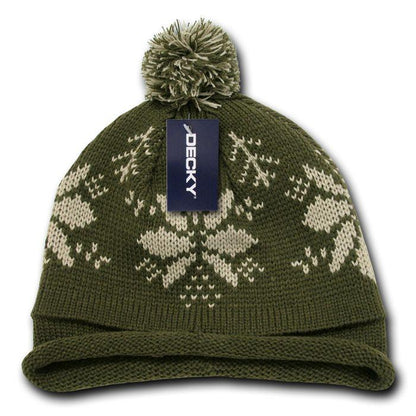 1 Dozen Beanies Snowflake Solid Roll Up Warm Knitted Ski Poms Wholesale Bulk-