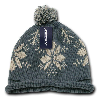 1 Dozen Beanies Snowflake Solid Roll Up Warm Knitted Ski Poms Wholesale Bulk-