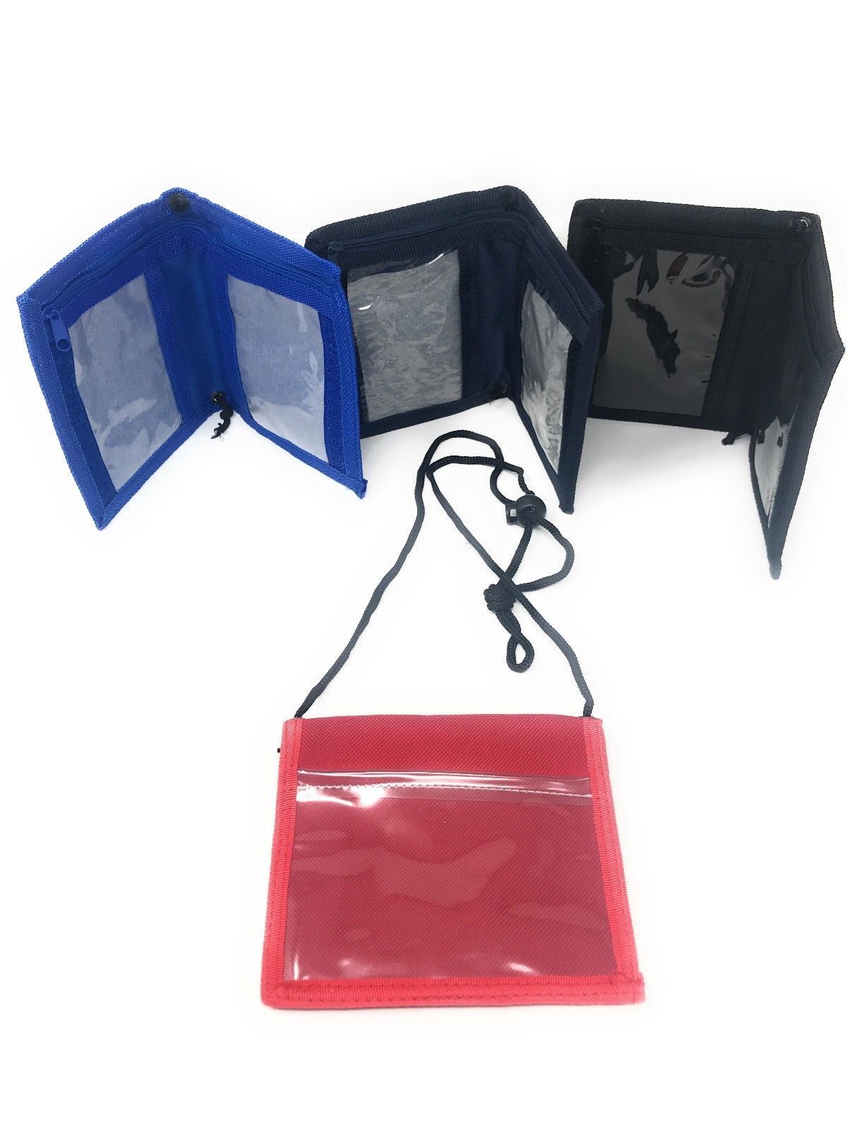1 Dozen Bi-Fold Foldable Neck Wallet Conference Badge Id Holders Wholesale Bulk-Royal-