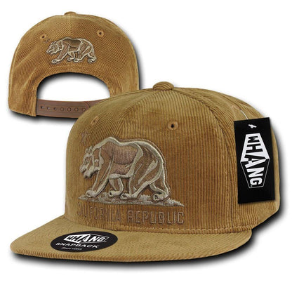 1 Dozen California Corduroy Republic Monster Bear Snapback Hat Caps Wholesale Bulk-