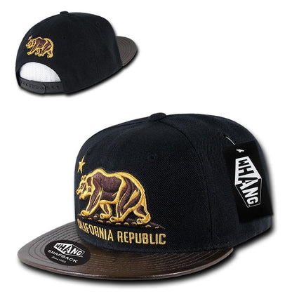 1 Dozen California Republic 6 Panel Flat Vinyl Bill Snapback Hats Caps Wholesale Bulk-