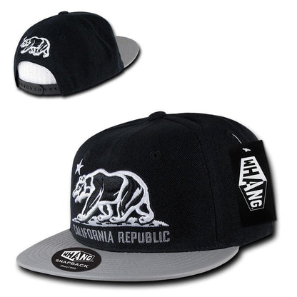 1 Dozen California Republic 6 Panel Flat Vinyl Bill Snapback Hats Caps Wholesale Bulk-