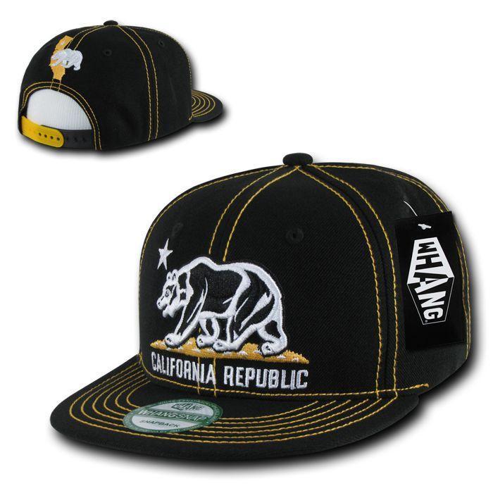 1 Dozen California Republic Bear Contra Stitch Flat Bill Snapback Hat Wholesale Bulk-