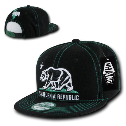1 Dozen California Republic Bear Contra Stitch Flat Bill Snapback Hat Wholesale Bulk-