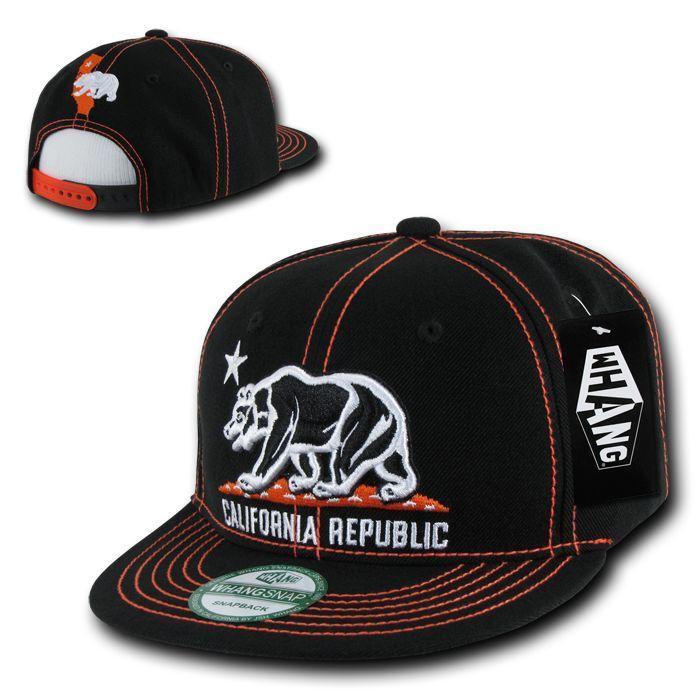 1 Dozen California Republic Bear Contra Stitch Flat Bill Snapback Hat Wholesale Bulk-