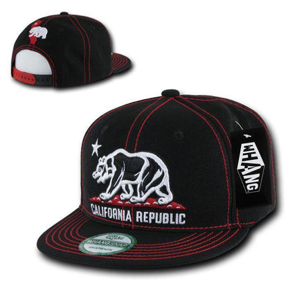 1 Dozen California Republic Bear Contra Stitch Flat Bill Snapback Hat Wholesale Bulk-