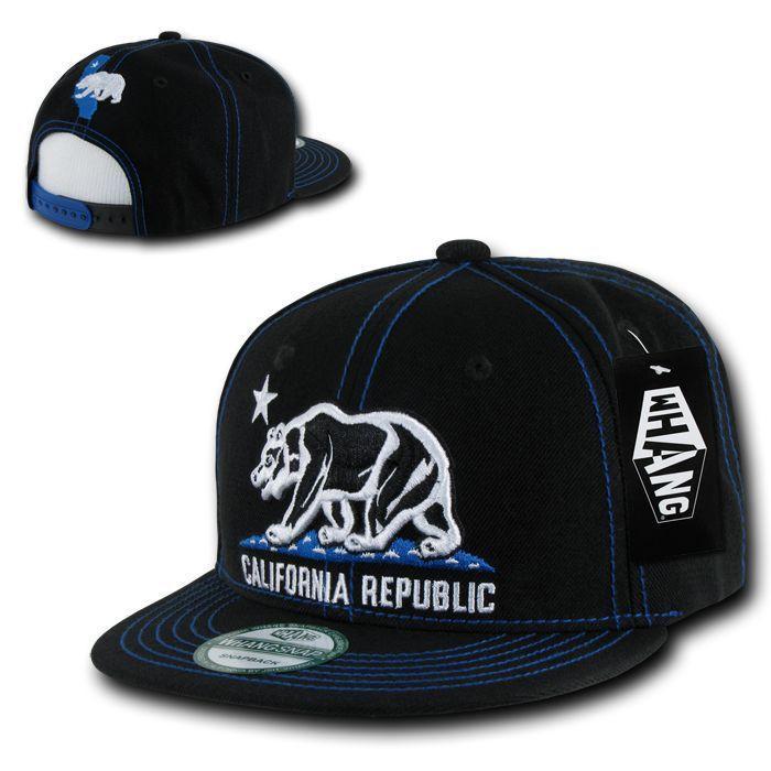1 Dozen California Republic Bear Contra Stitch Flat Bill Snapback Hat Wholesale Bulk-