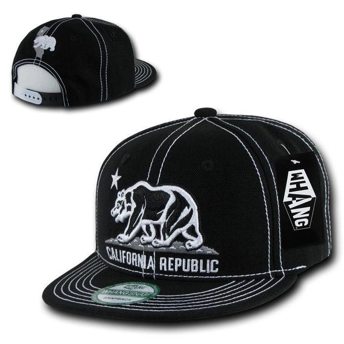 1 Dozen California Republic Bear Contra Stitch Flat Bill Snapback Hat Wholesale Bulk-