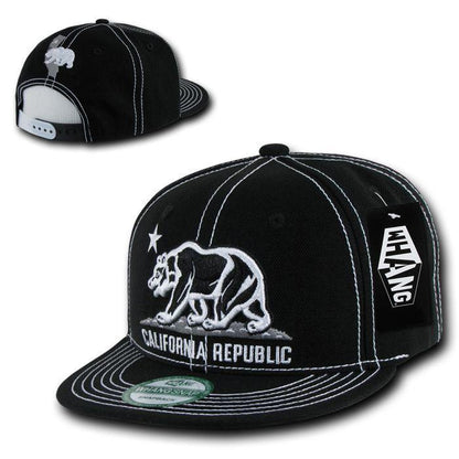 1 Dozen California Republic Bear Contra Stitch Flat Bill Snapback Hat Wholesale Bulk-