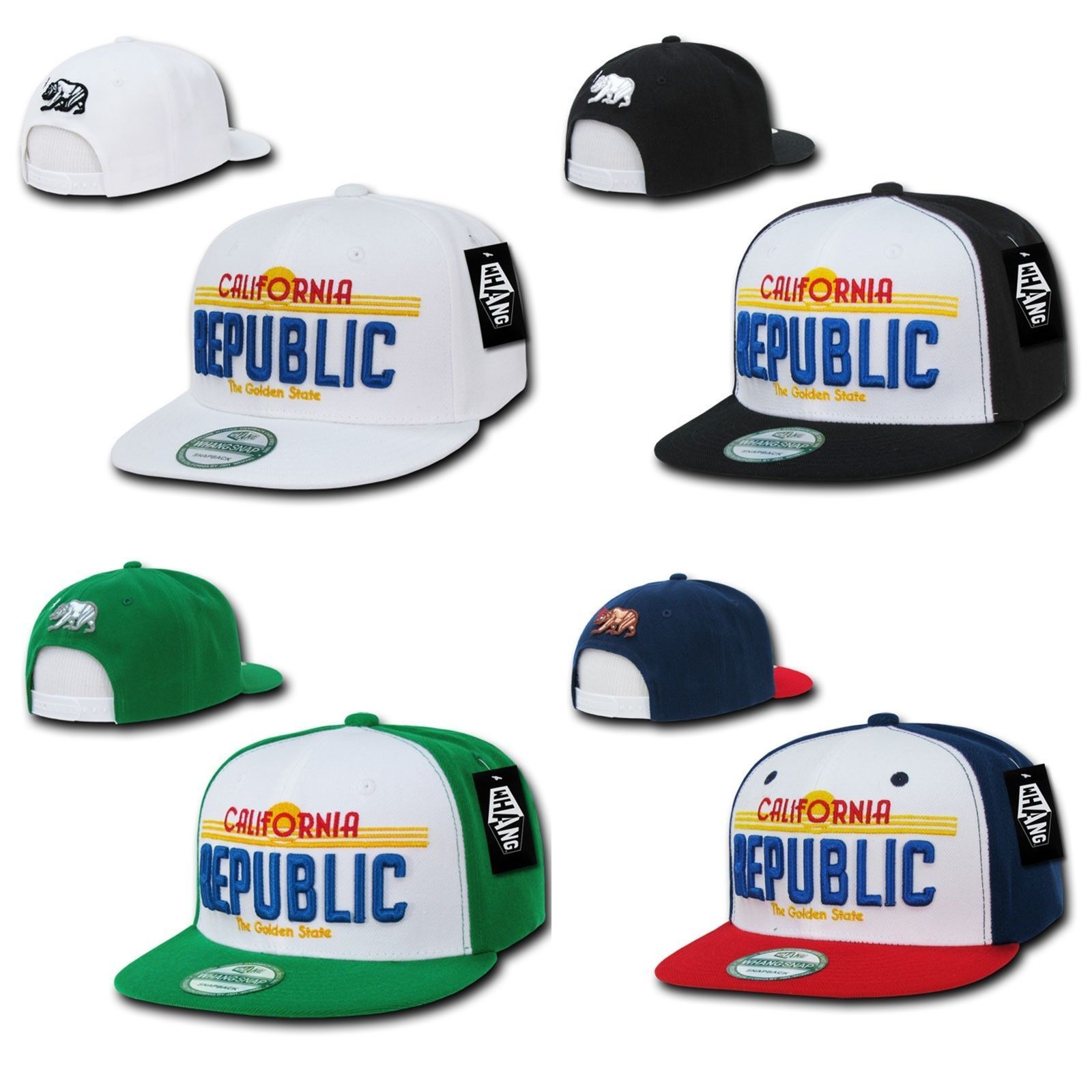 1 Dozen California Republic License Plate Flat Bill Snapback Hats Caps Wholesale Bulk-