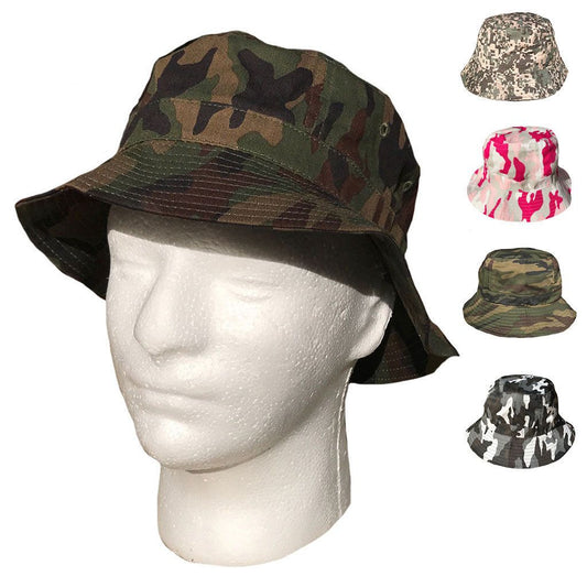 1 Dozen Camouflage Camo Bucket Hats Caps Hunting Fishing Wholesale Lot Bulk-