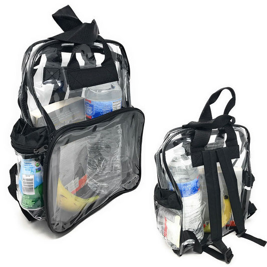 1 Dozen Clear Transparent School Security Backpack Book Tsa Travel Bags 3 Pockets Wholesale Lot Bulk-