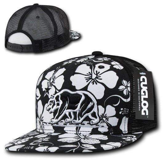 1 Dozen Cuglog 5 Panel California Floral Cali Bear Trucker Caps Hats Wholesale Bulk-