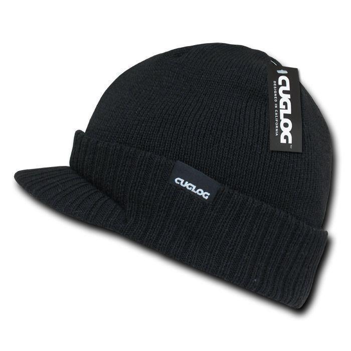 1 Dozen Cuglog Beanies Ribbed Knit Cuffed Lined Army Gi Visor Wholesale Bulk-