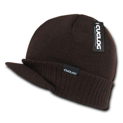 1 Dozen Cuglog Beanies Ribbed Knit Cuffed Lined Army Gi Visor Wholesale Bulk-