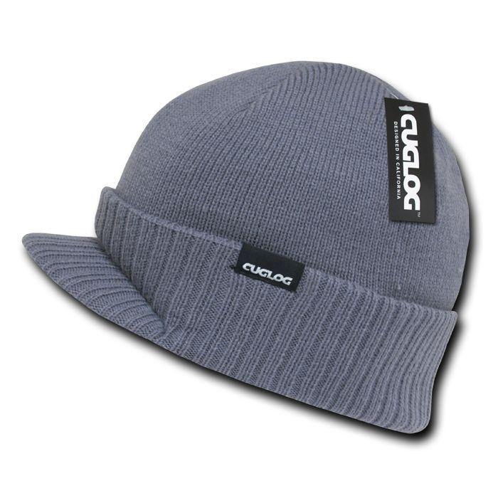1 Dozen Cuglog Beanies Ribbed Knit Cuffed Lined Army Gi Visor Wholesale Bulk-