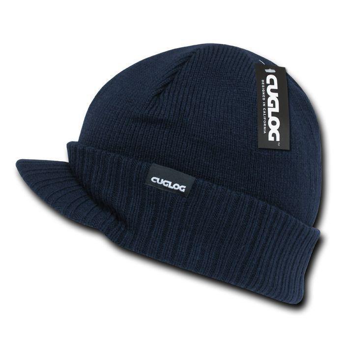 1 Dozen Cuglog Beanies Ribbed Knit Cuffed Lined Army Gi Visor Wholesale Bulk-